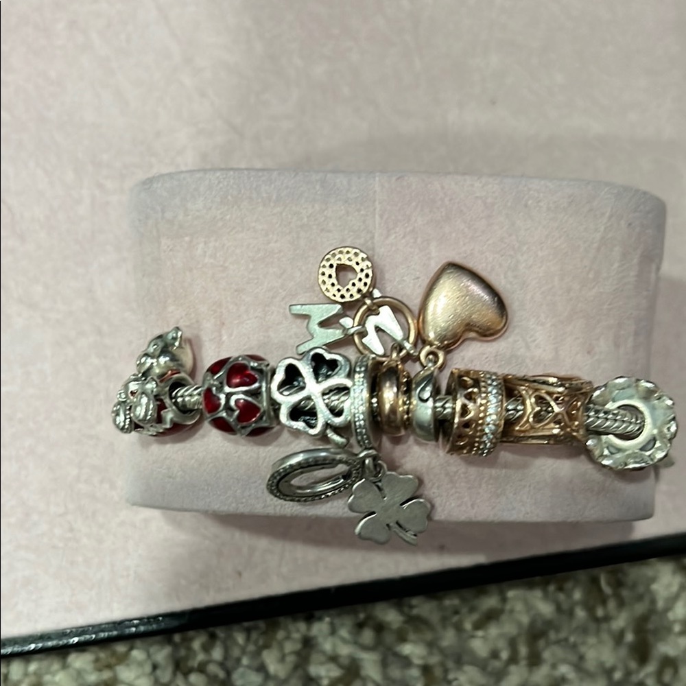 Elegant Silver and Gold Pandora Charm Bracelet